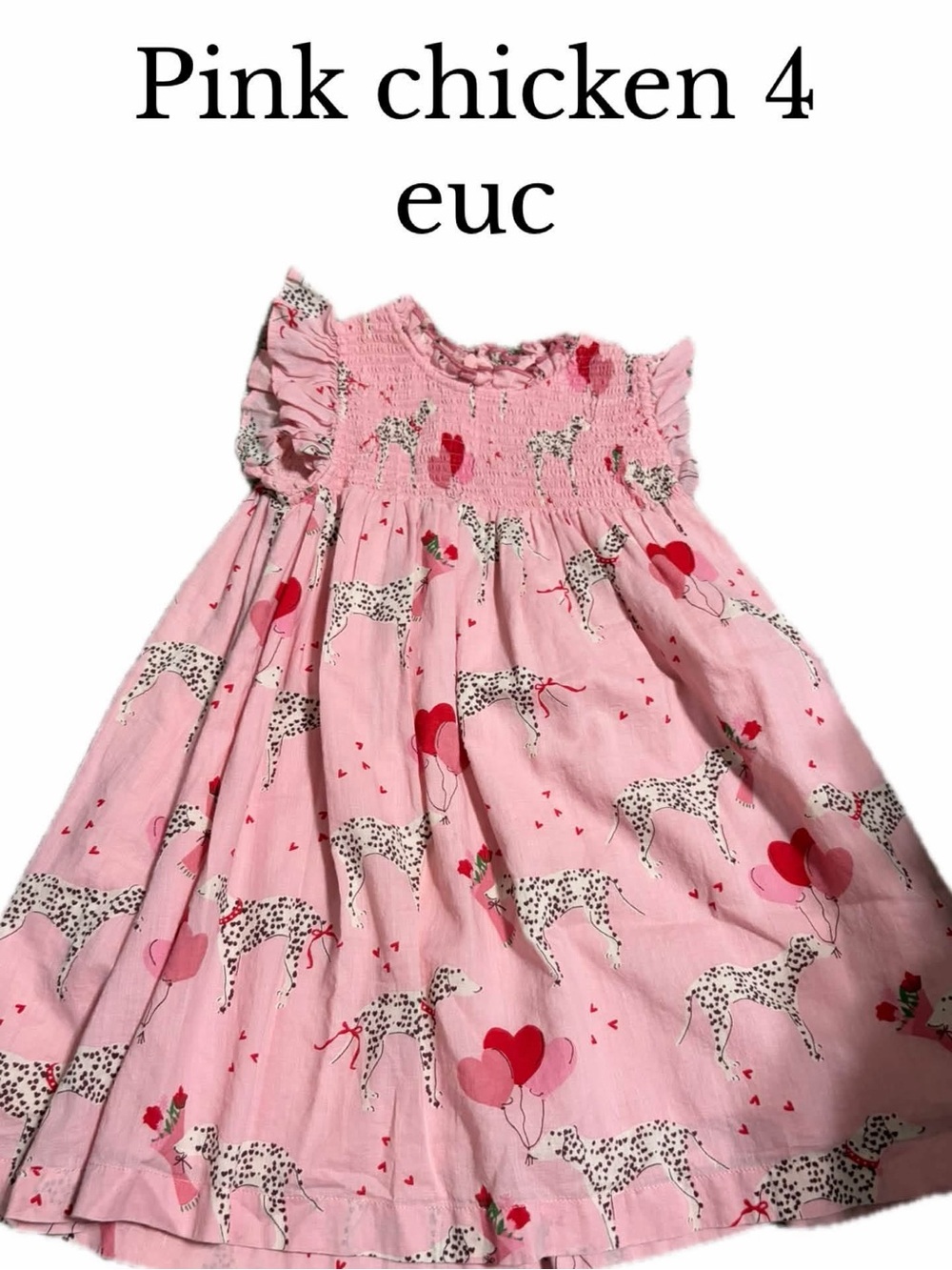 Pink chicken Dalmatian dog heart dress